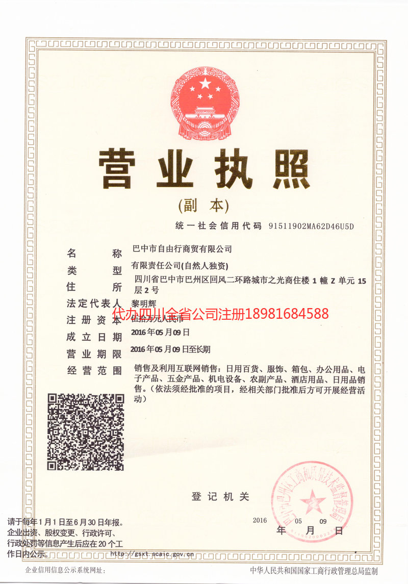 乐至乐至自由行商贸有限公司