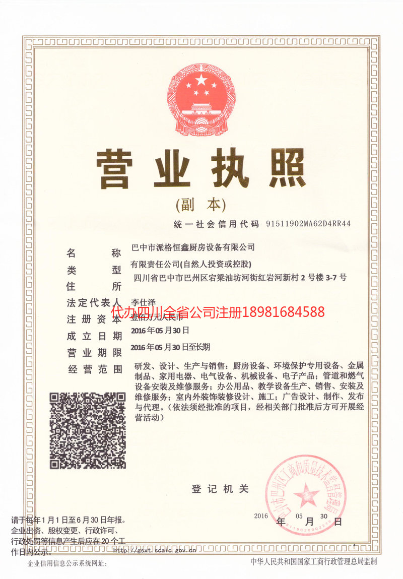 乐至乐至派格恒鑫厨房设备有限公司